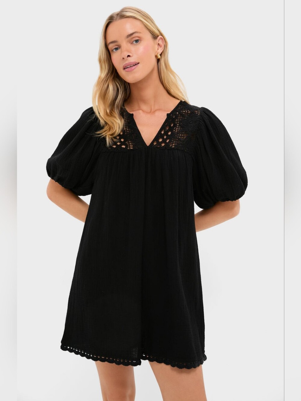 Hyacinth House Black Crochet Diana Mini Dress Size XXL Black